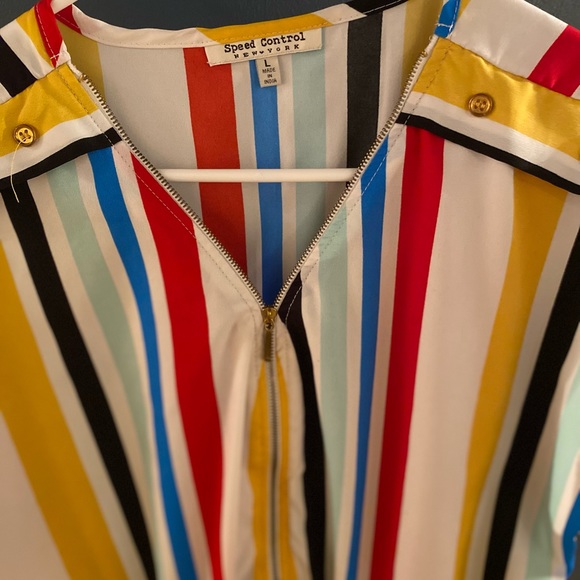 Striped dress with zipper neckline - Picture 2 of 3